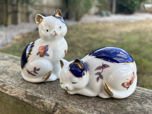 Vintage pair porcelain cat - vintage,