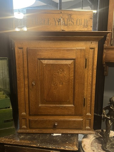 Antique oak church cupboard - oak,