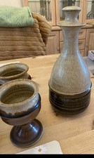 Pottery Decanter And Goblets