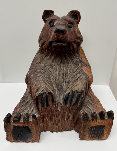 Vtg hand carved wooden - vtg, bear
