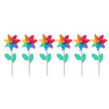  6 PCS Garden Windmill Decor Colorful Pinwheels Outdoor Decorative for