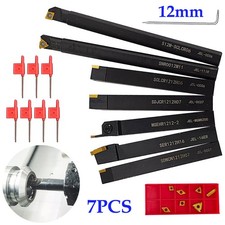 7Pcs Lathe Turning Tool Set Holder Boring Bar with Carbide Inserts Cutting Tools