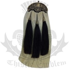 Piper Kilt Sporran Original White Horse Hair Antique Thistle Cantle Chain Belt