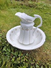 Antique Wash Jug & Bowl Roses Floral Palette Swags Soho Pottery United Cobridge