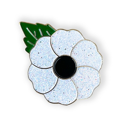 White peace flower enamel pin - peace,