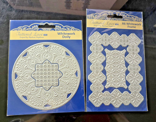 Tattered lace whitework frame - tattered,