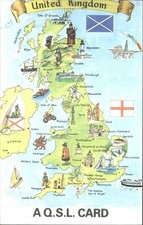 Vintage UK Map QSL Card -