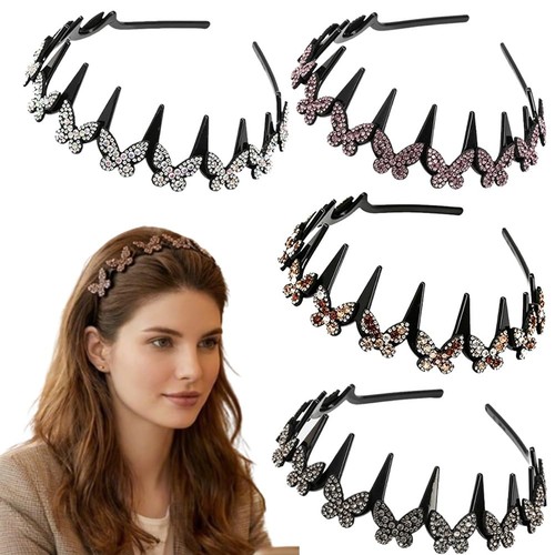 4pcs wavy crystal - crystal, headband