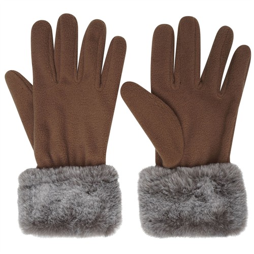 Fleece gloves with - faux, fur