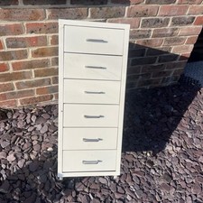 IKEA 6 Drawer Filing Cabinet Unit Tower Home Office Work  Metal White On Wheels