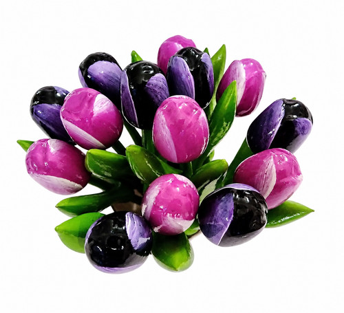 Wooden tulips bouquet - , purple