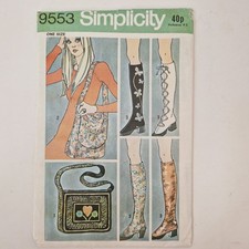 Vintage 1971 Simplicity Paper Pattern 9553 Spats & Bags Uncut & Unused Hippy 70s