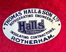 Antique enamel sign - Hall's Refrigeration of Rotherham