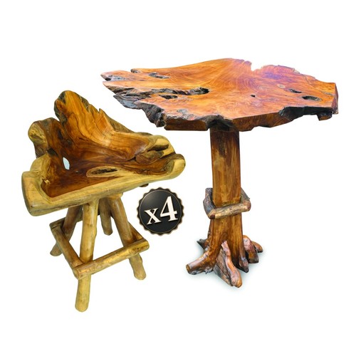 Teak root high bar - table, set