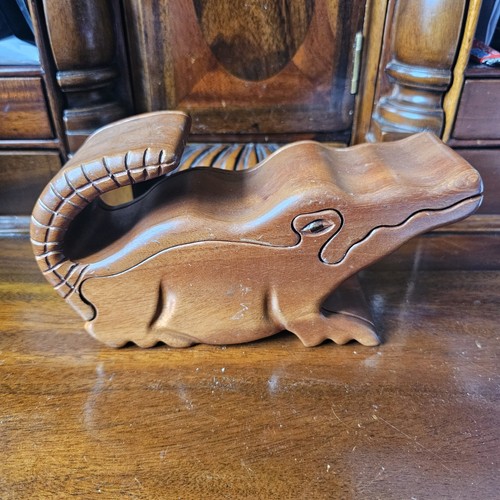 Hand carved wooden crocodile - hand-carved,