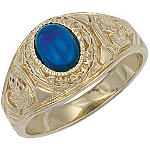 Yellow gold blue cabochon - blue,