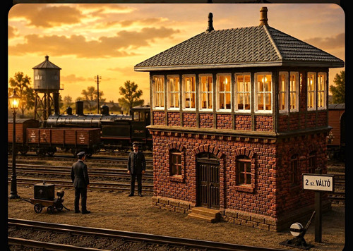 Model railway signal box - model,