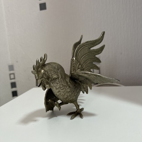 Silver plated fighting cock