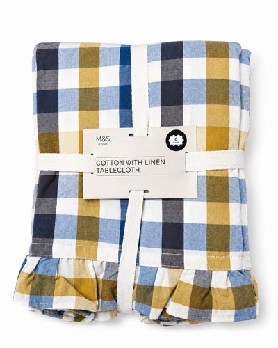 Cotton linen check pattern - cotton,