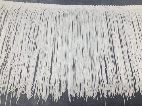 White long tassel fringing - long,