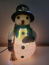 Fibre Optic Snowman By Premier 30 Cm 12" Boxed Working Vintage