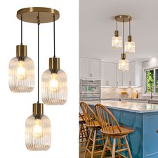 Modern 3 Head Ceiling Pendant Lights Glass Lampshade Chandelier Hanging Lamp E27