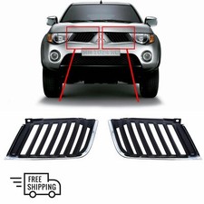 FOR MITSUBISHI L200 2006 - 2010 FRONT TOP GRILLE WITH CHROME PAIR SET L&R