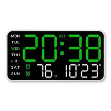 USB LED Wall Clock Table Large Digital Display Temp Date Week Dual Alarms Remote