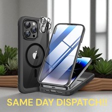 Miracase Magnetic Case iPhone 16/15/14 MagSafe 9H Tempered Glass Screen Protecto