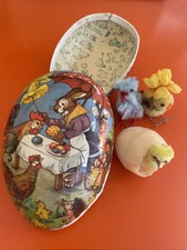 Vintage Antique German Easter Egg Box Paper Mache Rabbit Chick Eggs Pipe Cleaner
