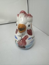 Italian Pottery Pitcher Jug Cockerel Hen ChickenRooster 20cm Tall Hand Painted