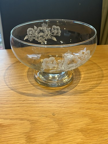 Etched glass footed bon - footed,