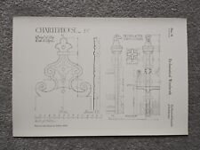 Pew Ends Details at Charterhouse Chapel, London- Antique Print - 1928