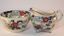 Coalport Kings Ware Canton Blue Edge Creamer Or Cream Jug Sugar Bowl c1920s VGAC