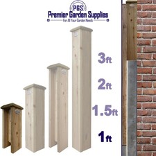 1ft (30cm) Timber/Concrete Garden Fence Panel 100x100mm Post Extender with Cap