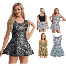 UK Womens Sparkly Mirror Dress