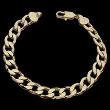 Mens Curb Bracelet ,9ct Gold XP 10mm Classic Curb Bracelet 10 inches Length
