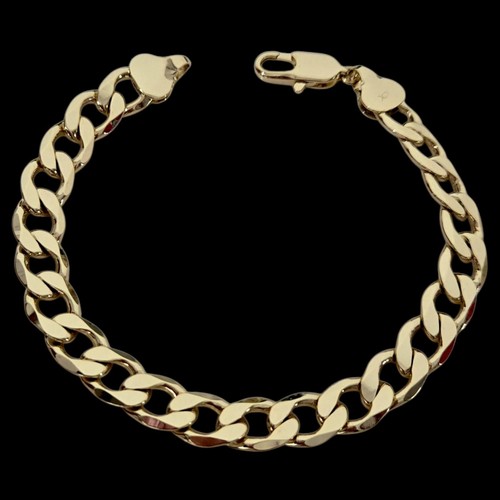 Mens curb bracelet - bracelet, gold