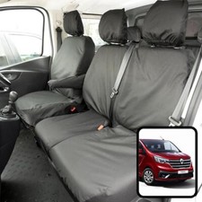Renault Trafic Crew Cab 2014+ [Sport] Seat Covers Black Tailored Fit Front Set