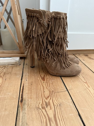 Fringe tan suede - , boots