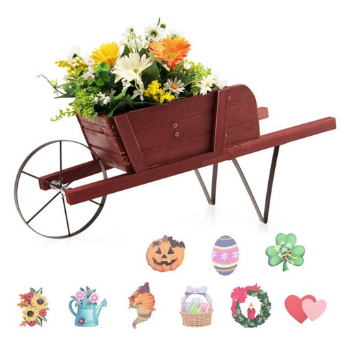 Rustic wood wheelbarrow - rustic,