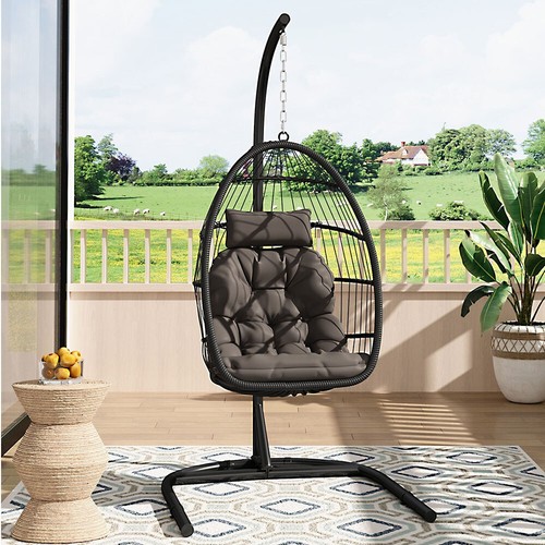 Hanging rattan egg chair with - chair,