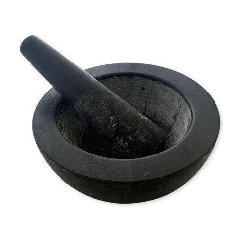 Large heavy black stone mortar - heavy,