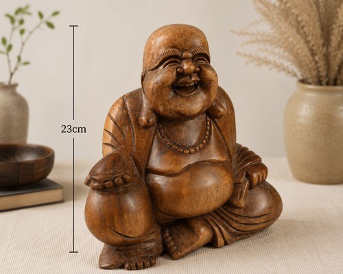 Hand carved wooden laughing - wooden,
