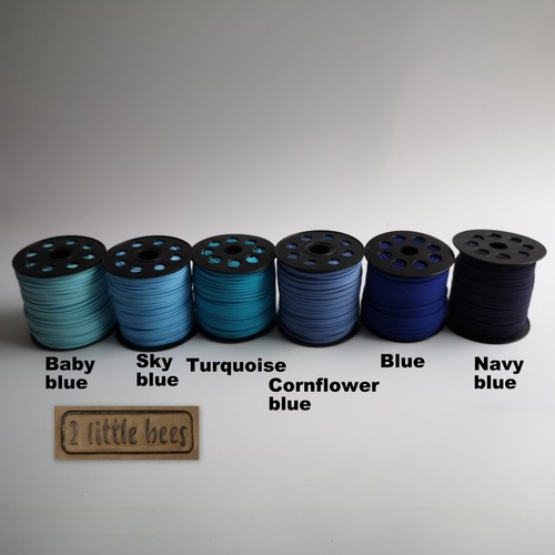 3mm blue flat faux suede - 3mm,