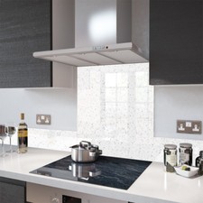Premier Range White Cosmos Glass Splashback - 100cm Wide x 70cm High
