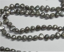 Vintage 1950/60-s Genuine GREY, SILVER PEARL 35 inch long NECKLACE - Beautiful!