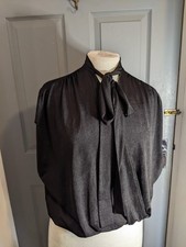 Zara Black Stretch pussy bow Sleeveless Wrap Style top - size S