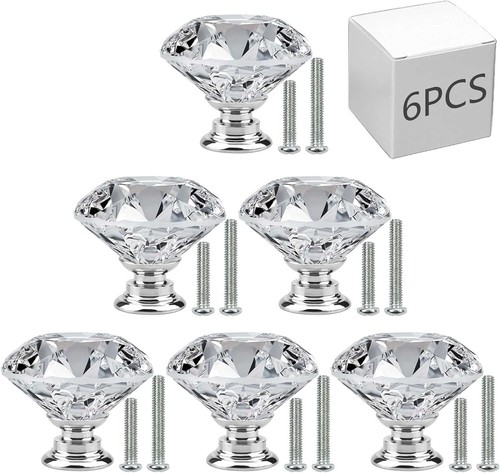 6pcs 30mm crystal - crystal, knob
