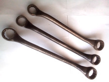3x Vintage Britool Offset Ring Spanners - whitworth - War Finish. (H